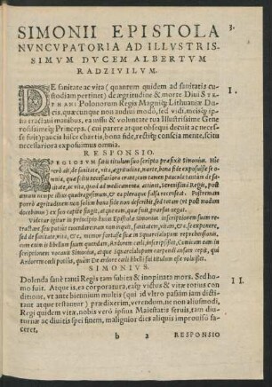 Simonii Epistola Nuncupatoria Ad Illustrissimum Ducem Albertum Radzivilum.