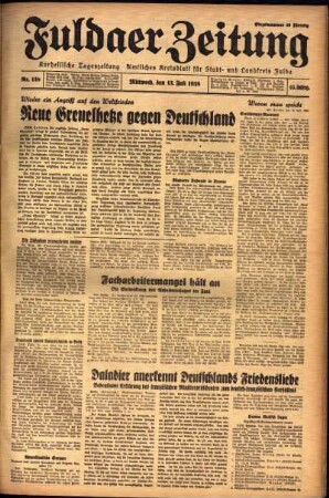 Ausgabe vom Mittwoch, den 13. Juli 1938.