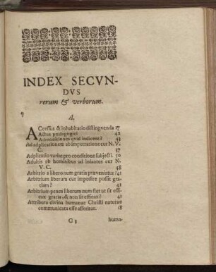 Index Secundus rerum & verborum.