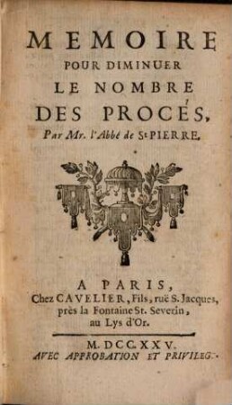 Mémoire pour diminuer le nombre des procès