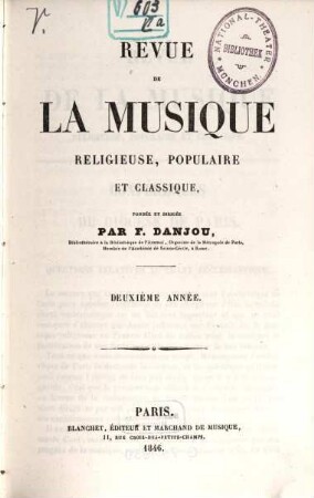 Revue de la musique religieuse, populaire et classique. 2. 1846