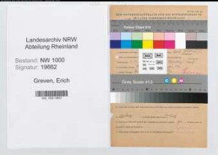 Entnazifizierung Erich Greven, geb. 08.04.1914 (Schneider)