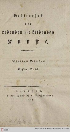 Vierten Bandes erstes Stück
