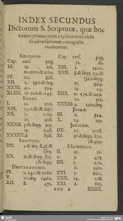 Index Secundus Dictorum S. Scripturae