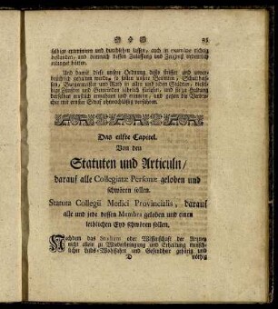 Das eilfte Capitel. Von den Statuten und Articuln/ ...