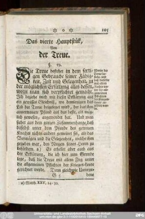 Das vierte Hauptstük, Von der Treue.
