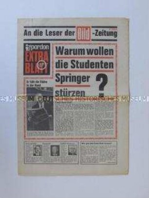 Sonderdruck der Satirezeitschrift "pardon" für die Leser der "Bild-Zeitung" u.a. zur Studentenbewegung