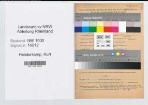 Entnazifizierung Kurt Heisterkamp, geb. 10.07.1903 (Verw.Gehilfe)