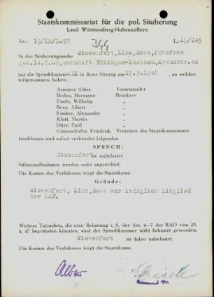 Wiesenfarth, Lina Rosa
