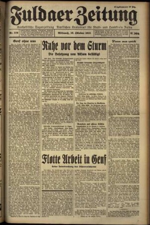 Erste Ausgabe vom Mittwoch, den 16. Oktober 1935.