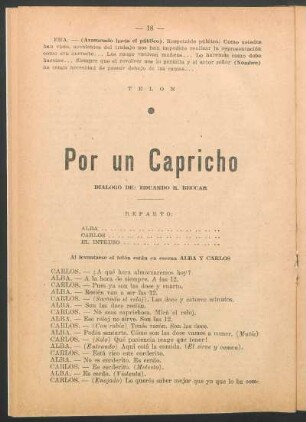 Por un capricho : diálogo