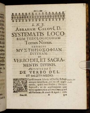 Articulus I. De Verbo Dei, Ut Salutis Medio.
