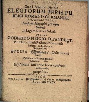 Electorum Iuris Publici Romano-Germanici Semidecas ..., Tertia