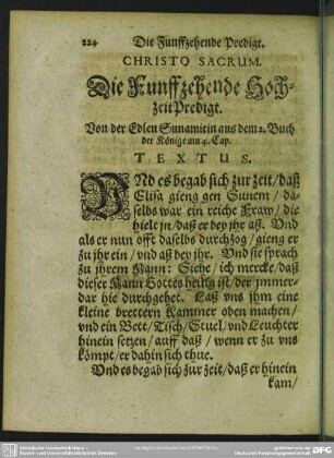 Die Funffzehende Hochzeit-Predigt