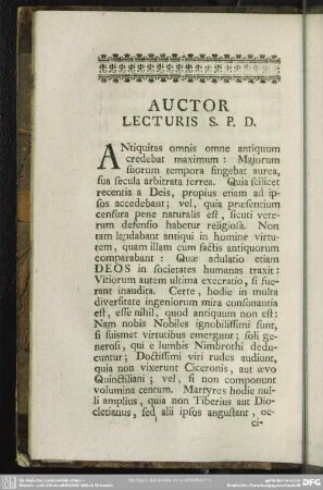Auctor Lecturis S. P. D.