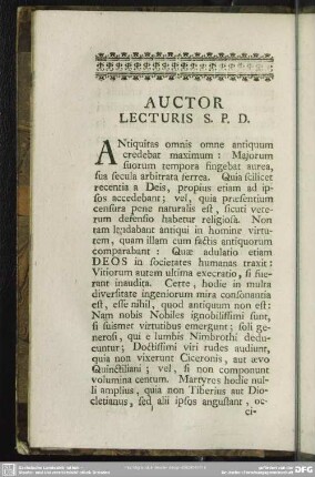 Auctor Lecturis S. P. D.