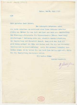Brief an Alfred Kaiser : 08.07.1913