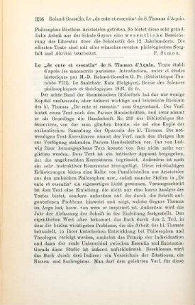 336-337 [Rezension] Thomas von Aquin, Heiliger, Le 'De ente et essentia' de S. Thomas d'Aquin