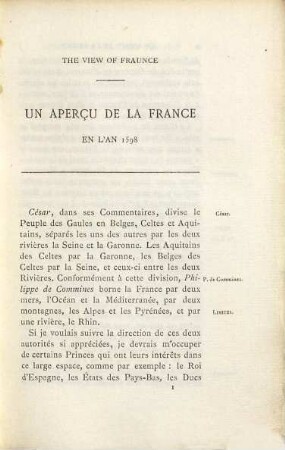 Un aperçu de la France : Telle qu'elle était vers l'an 1598 Trad. de l'anglais par E. Émerique