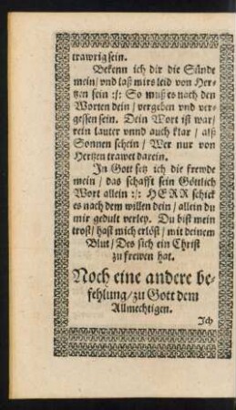 Noch eine andere befehlung/ zu Gott dem Allmechtigen.