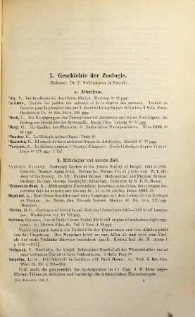 Zoologischer Jahresbericht. 1885 (1886), Abth. 1