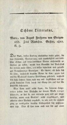 Schöne Litteratur.