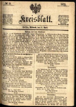 Ausgabe vom Mittwoch, den 17. April 1872.