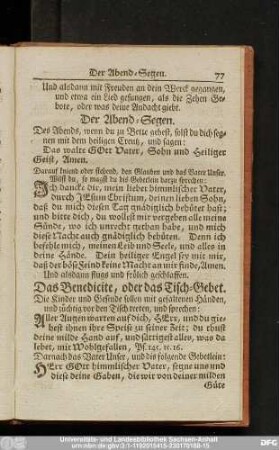 Das Benedicite, oder das Tisch-Gebet.