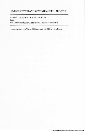 Westfälisches Autorenlexikon, 1. 1750 bis 1800