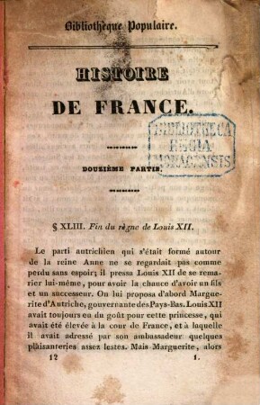 Histoire de France jusqu'en 1789, 3,12. (1833). - 108 S.