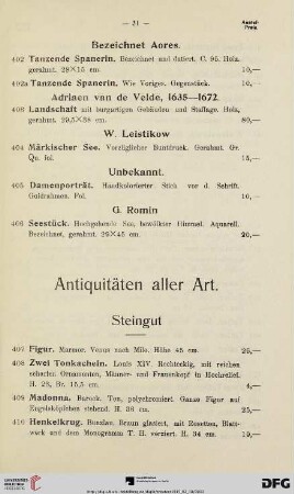 Steingut (Nr. 407-415)