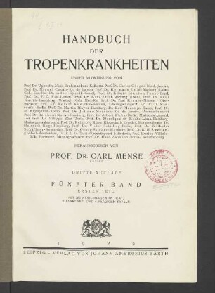 5,1: Handbuch der Tropenkrankheiten
