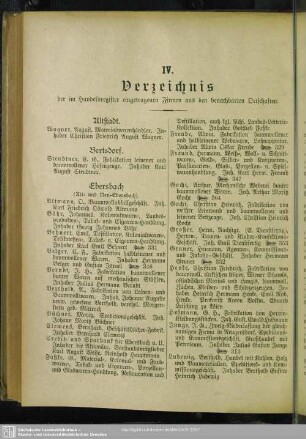IV. Verzeichnis der im Handelsregister eingetragenen Firmen aus den benachbarten Ortschaften