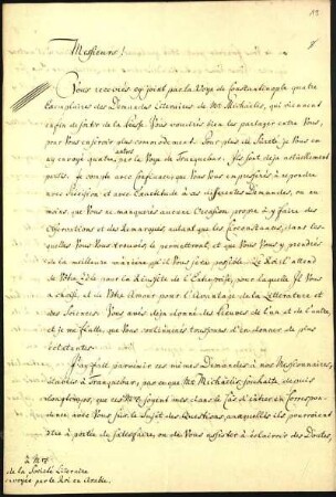 7) Bernstorff an die Teilnehmer der Arabischen Reise, Kopenhagen, 10. Dezember 1762