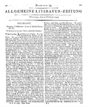 Dumouriez, C. F. Du Périer: La vie du Général Dumouriez etc.. (Fortsetzung der im vorigen Stücke abgebrochnen Recension)