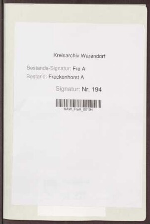Rechnungsbelege Kirchspiel Freckenhorst