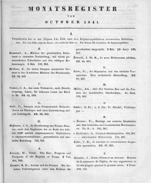 Monatsregister Oktober
