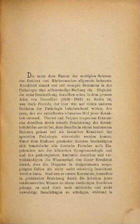 Ueber multiple Sclerose des Gehirns und Rückenmarkes