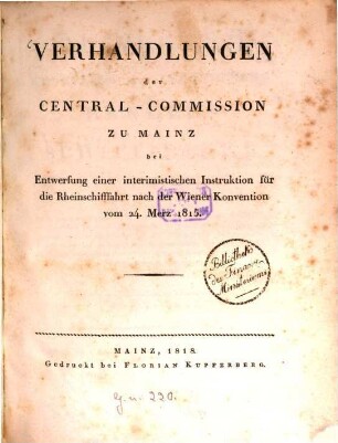 Beiträge zur Kenntniss und Beförderung des Handels und der Schiff-Fahrt. 1. 1818