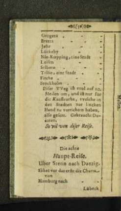 Die achte Haupt- Reise, Uber Stetin nach Danzig. [u. a.]