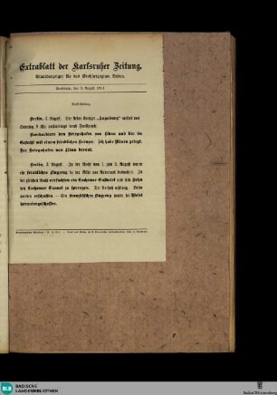 Karlsruher Zeitung, Extrablatt