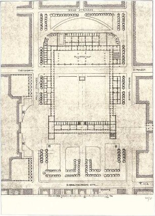 Fischer, Theodor; München; Pinakotheken, Erweiterungsbau - Lageplan