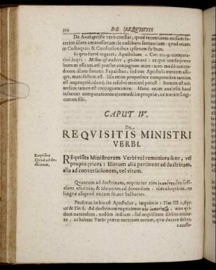 Caput IV. De Requisitis Ministri Verbi.