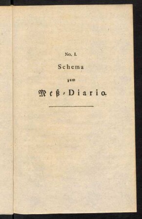 No. I. Schema zum Meß-Diario, No. II. Schema zum Meß-Protocoll