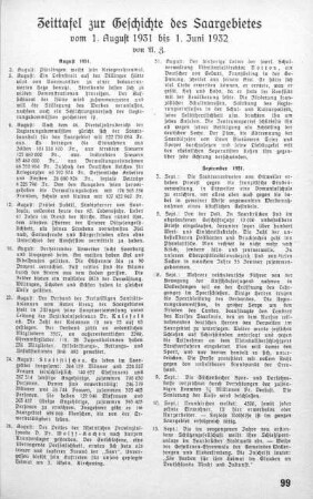 Zeittafel (August 1931 bis Juni 1932)