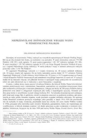 40: Nieprzemyślane doświadczenie Wielkiej Wojny w piśmiennictwie polskim