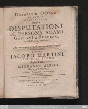 Disputatio Octava