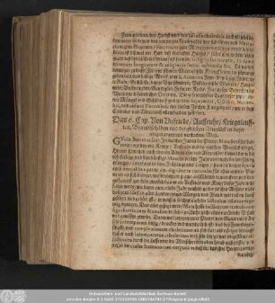 Das 6. Cap. Von Unfriede/ Auffruhr/ Kriegsleufften/ Brandtschäden und dergleichen Unglück in dieser jetztgen argen und verfluchten Welt.