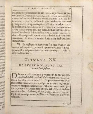 Titvlus XX. De Cvltv Divino Et Caeremoniis Ecclediasticis.