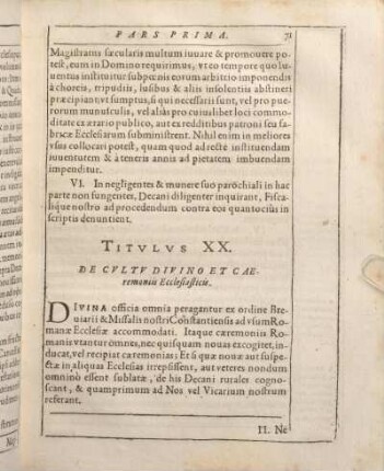 Titvlus XX. De Cvltv Divino Et Caeremoniis Ecclediasticis.